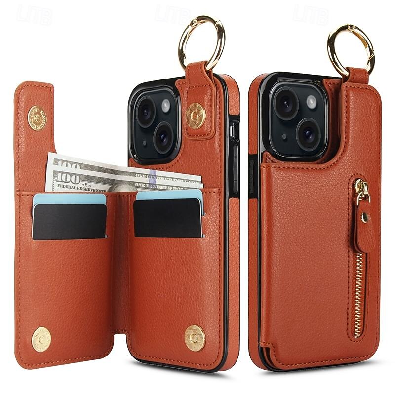 Phone Case For iPhone 16 15 14 Pro Max Plus 13 12 11 Pro Max Mini Wallet Case Zipper Kickstand Card Slot Retro TPU PU Leather 2025 - $15.99 –P2
