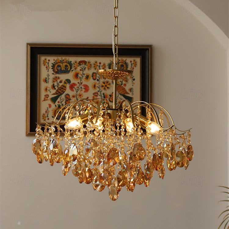 Kronleuchter Deckenleuchte 1 Kopf warmes Licht 50/65/80 cm Kristalllampe Zweig Eisen Vollspektrum romantisches Retro-Licht Luxus Schlafzimmer Esszimmer Wohnzimmer 110–240 V 2025 - $549.99 –P1