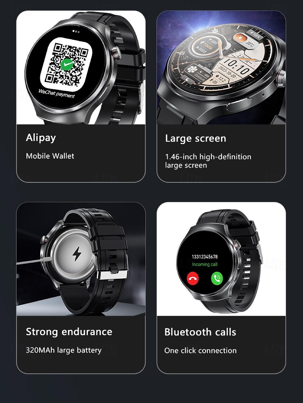696 V16 Εξυπνο ρολόι 1.46 inch Έξυπνο ρολόι Bluetooth ΗΚΓ + PPG Βηματόμετρο Υπενθύμιση Κλήσης Συμβατό με Android iOS Γυναικεία Άντρες Κλήσεις Hands-Free Υπενθύμιση Μηνύματος IP 67 Θήκη ρολογιού 48mm 2025 - $46.99 –P3