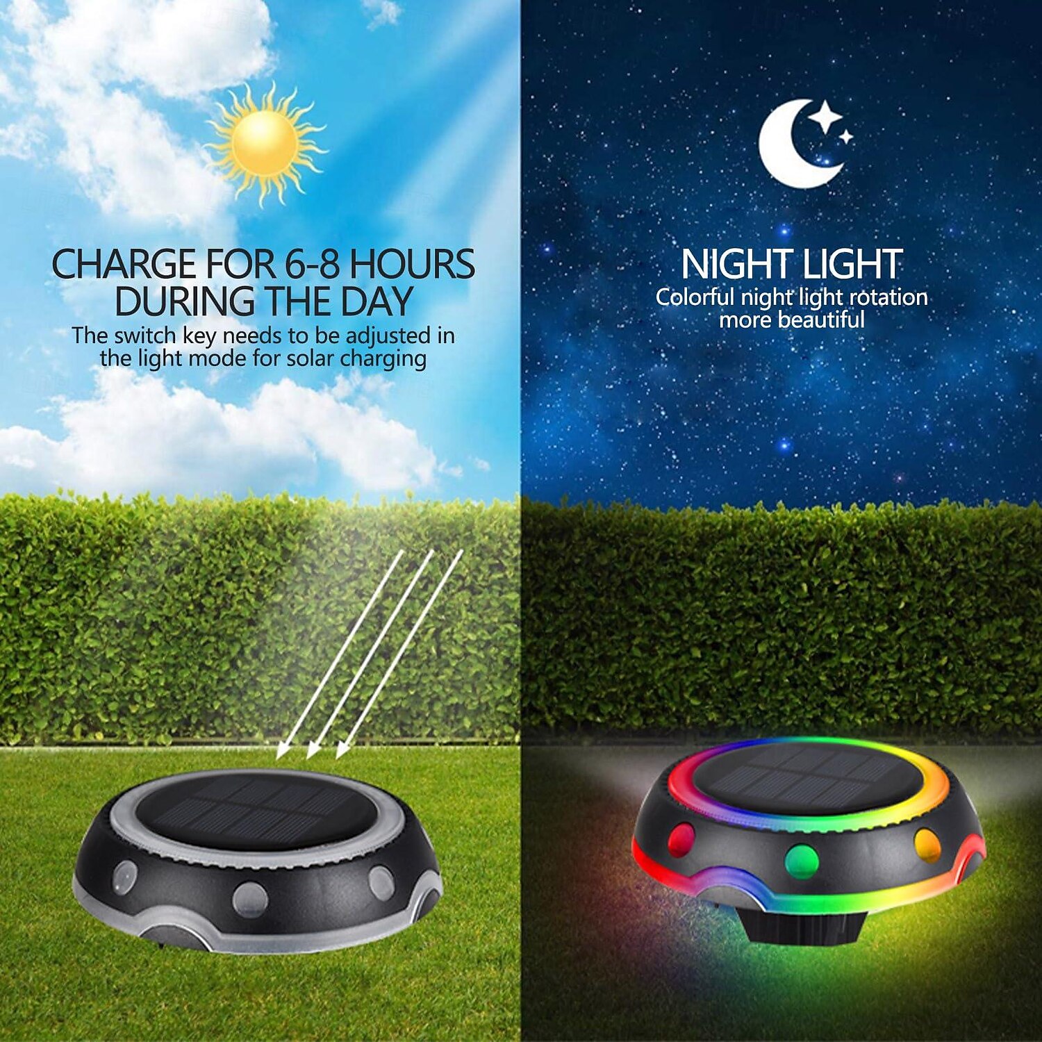 RGB Solar Buried Lamp No Wiring Required Automatic Lighting Energy-saving Easy Installation Solar LED Light Outdoor Lawn Lamp Pathway Decor Garden Supplies 2025 - $5.99 –P4