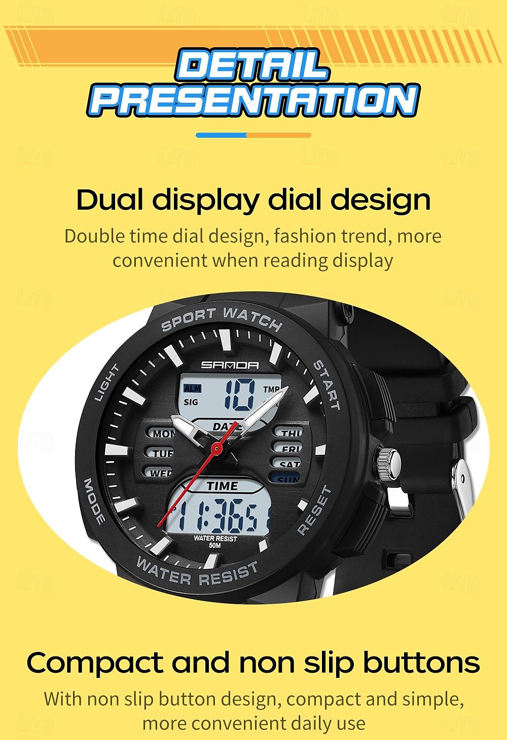 SANDA Men Digital Watch Fashion Casual Business Wristwatch Luminous Stopwatch Countdown Calendar TPU Watch 2025 - $28.99 –P16