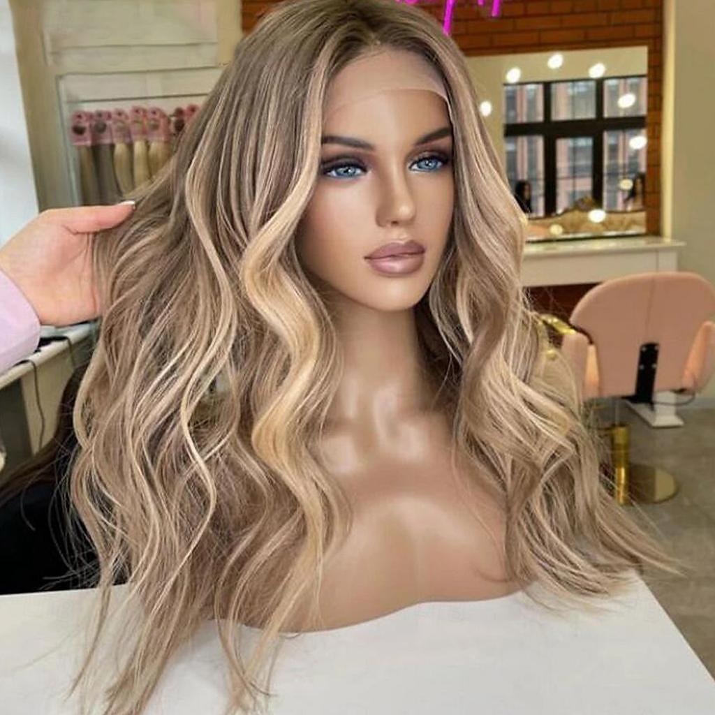 Remy Menschenhaar 13x4 Spitzenfront Perücke Mittelteil Brasilianisches Haar Große Wellen Lose gewellt Mehrfarbig Perücke 130% 150% Haardichte Strähnchen / Balayage-Technik 100% Jungfrau Für Damen Lang 2025 - $318.02 -P2