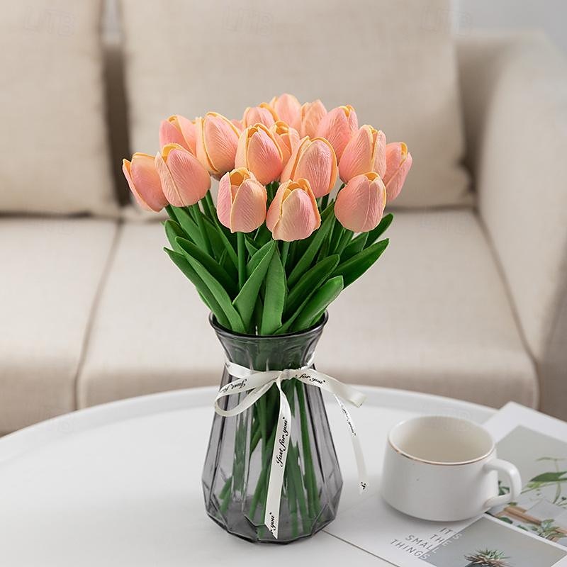10 fiori artificiali di tulipani in PU realistici: perfetti per decorazioni domestiche, decorazioni nuziali ed eventi - tulipani dall'atmosfera realistica per una maggiore eleganza del 2025 a $12.99 –P19