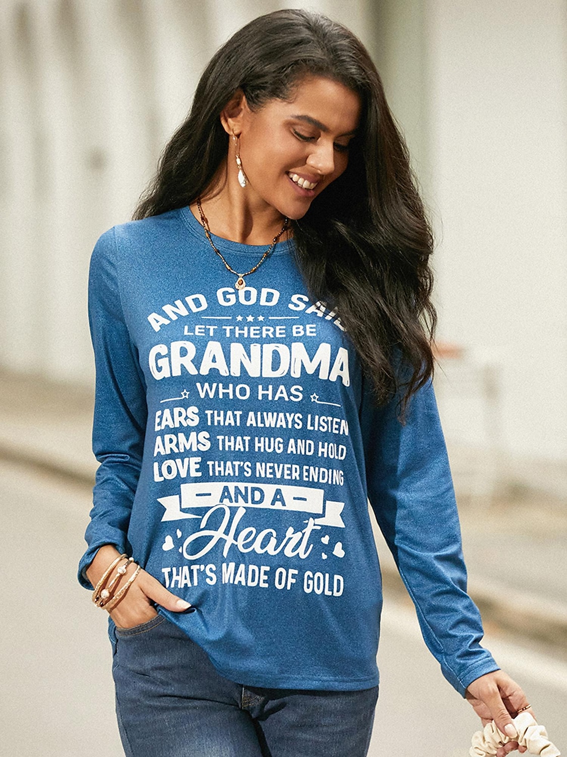 Γυναικείο T- shirt Κοντομάνικο Μακρυμάνικο Τοπάκι Γράμμα Εκτύπωση Κανονικά Τοπ Στρογγυλή Λαιμόκοψη Καθημερινή Έξοδος Ροζ Μπλε Πράσινο Γκρι Άνοιξη  Φθινόπωρο 2026 - $24.99 –P5