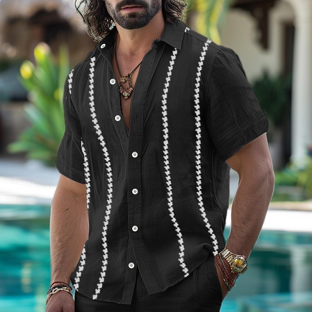 Bărbați Cămașă cămașă de in Cămașă Guayabera Cămașă de vară Costum de plajă Camașă cu nasturi Simplu Casual Zilnic Negru Alb Portocaliu Manșon scurt Guler Vară Primăvară Îmbrăcăminte 2025 - $22.99 –P5