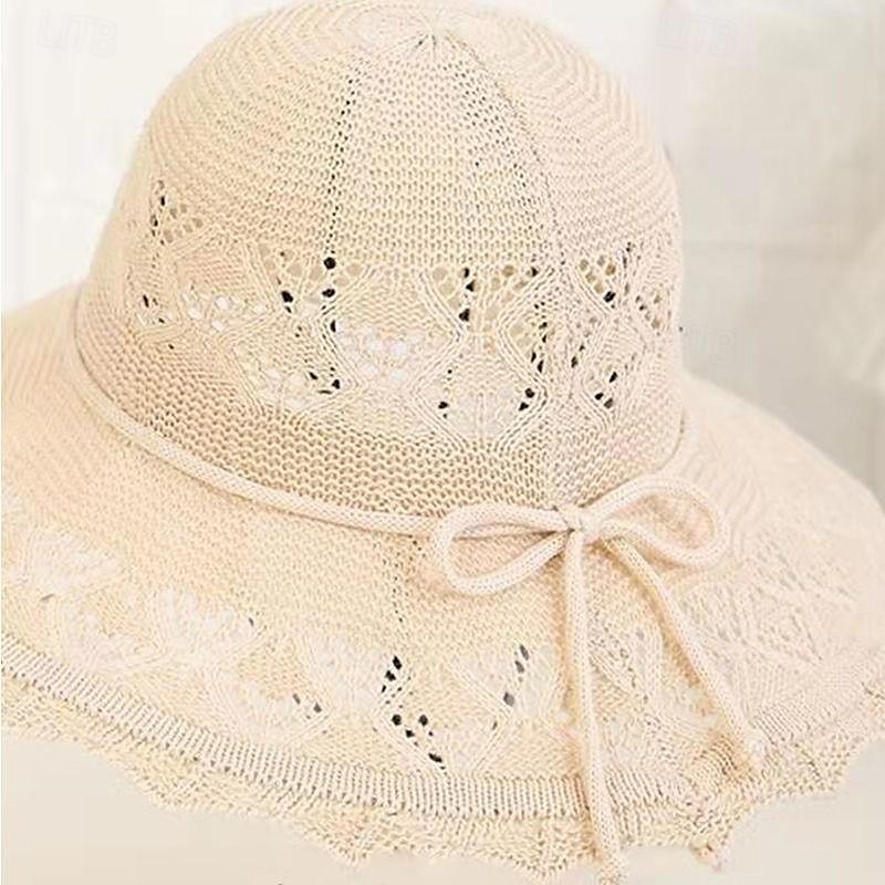 Sombrero de paja de ala ancha para mujer, sombrero de playa flexible con lazo, sombrero de verano con protección UV, visera plegable para viajes al aire libre 2025 - $9.49 –P3