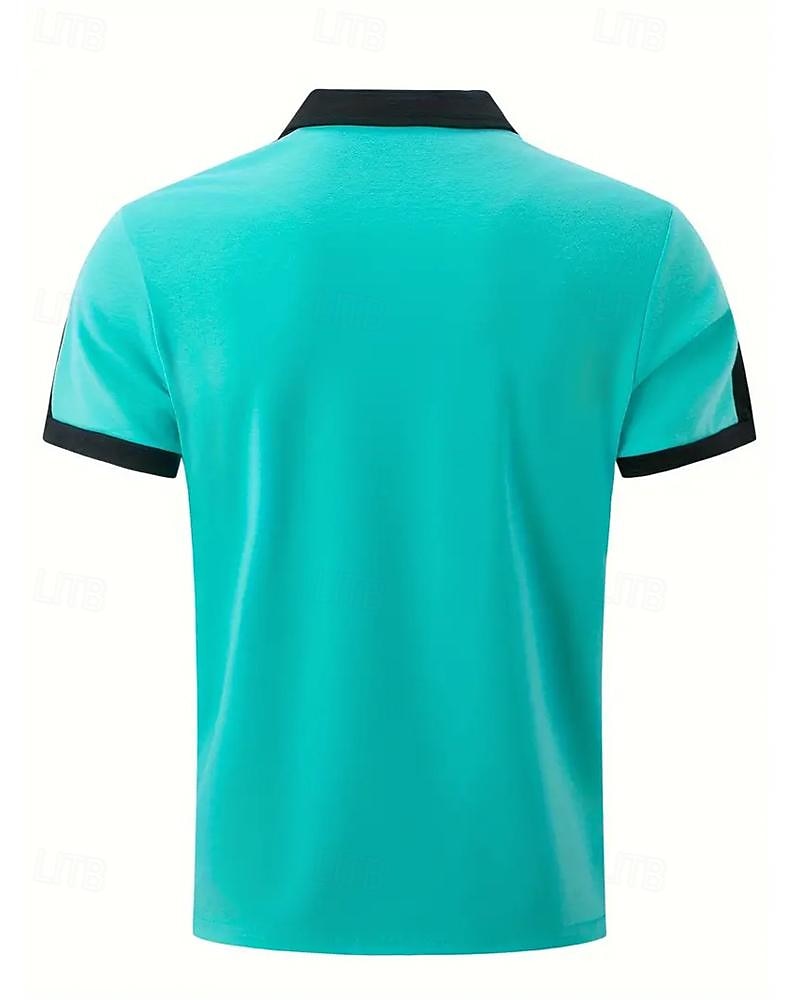 Men's Golf Shirt Golf Polo Work Casual Lapel Short Sleeve Basic Modern Color Block Patchwork Button Spring & Summer Regular Fit Wine Navy Blue sky blue Gold Beige Coffee Golf Shirt 2025 - $18.99 –P3