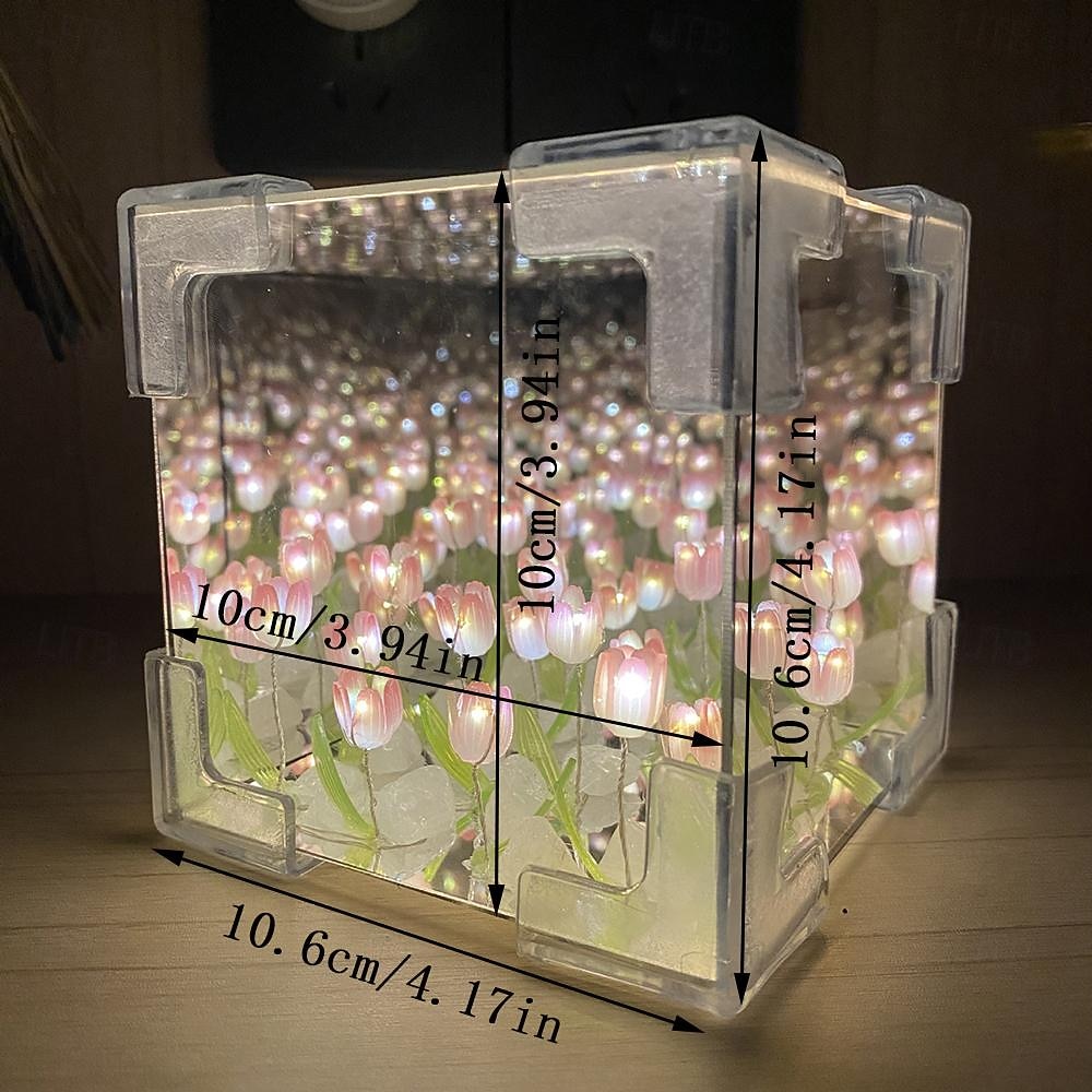 Magic Cube Tulip Mirror Night Light: Creative Room Decoration Mirror Perfect for Mother's Day, Valentine's Day, Birthdays, or Any Special Occasion for Gifting to Moms, Girlfriends, Daughters 2025 - $19.99 –P1