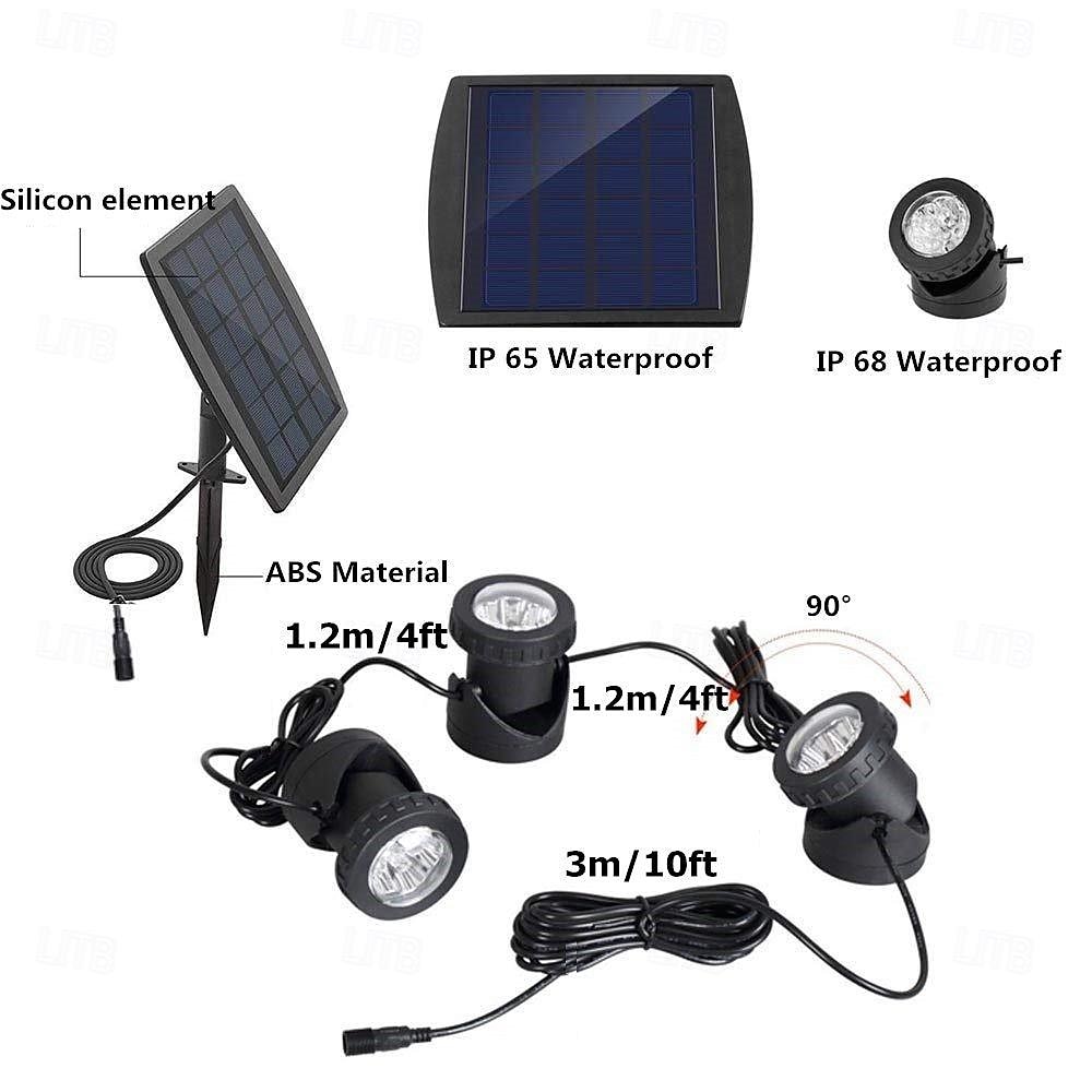 Solar LED Pond Spotlights Submersible Pond Pool Lights with 3 Lamps 18 LEDs Landscape Spotlight Underwater Lights IP68 Waterproof Solar Garden Lights for Pond Garden Fountain Outdoor Lawn Decoration 2026 - $39.99 –P6