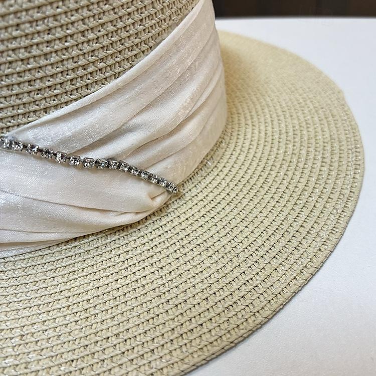 Fascinátory Klobouky Doplňky do vlasů akryl / bavlna Sláma Slamák Sluneční klobouk Dovolená Plážové Elegantní Jednoduchý S Mašličky Křišťály Přílba Pokrývky Hlavy 2025 - $23.99 –P1