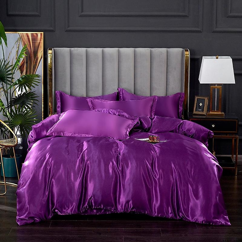 Set copripiumino rinfrescante 3 pezzi lenzuolo rinfrescante set biancheria da letto in raso di seta di lusso con più colori set copripiumino morbido tinta unita 1 copripiumino 2 federe del 2025 a $37.99 –P18