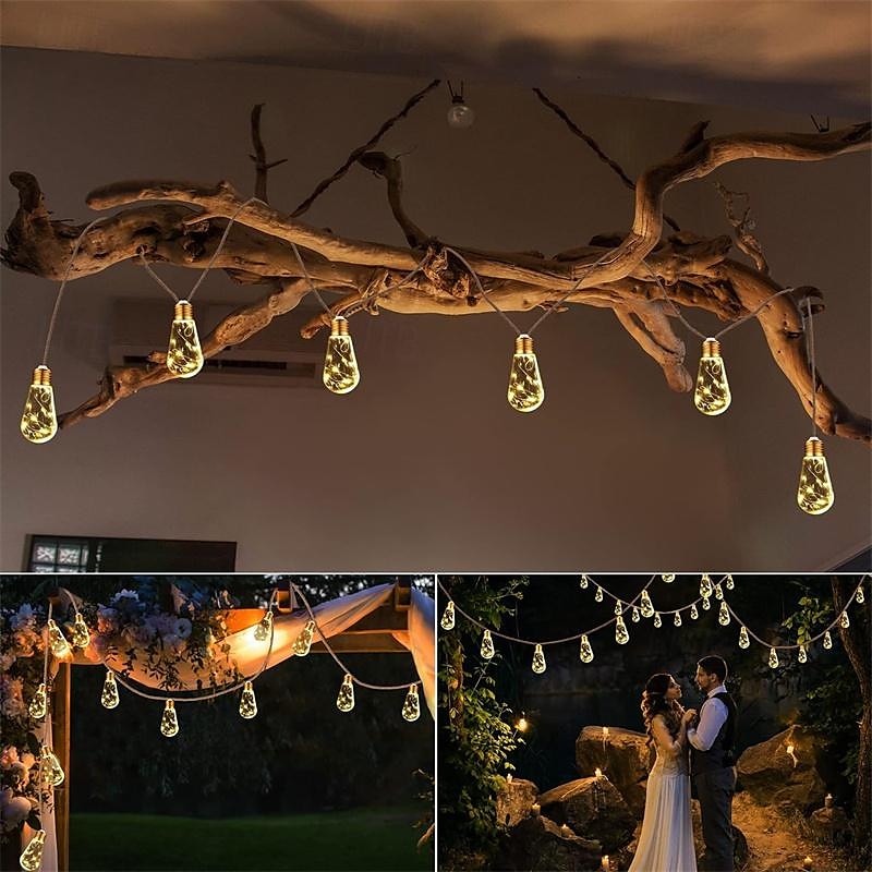 Guirlande lumineuse en corde de chanvre imperméable, éclairage de jardin solaire à 160 LED de 8 m pour décorations de Noël de 2025 ? $35.99 -P2