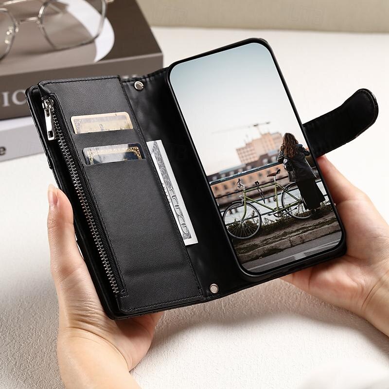 телефон Кейс для Назначение SSamsung Galaxy S24 S23 S22 S21 S20 Ultra Plus FE A54 A34 A14 S25 Ультра Кошелек для карт Молния с ремешком на запястье Откидная подножка Геометрический рисунок ТПУ Кожа PU 2025 - $22.99 –P5