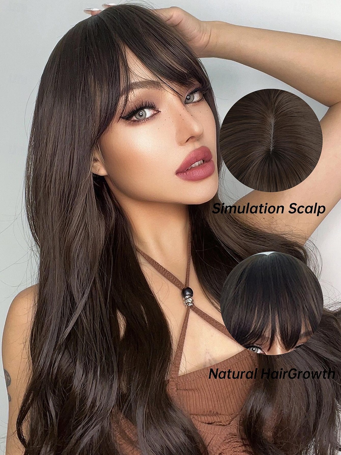 Synthetische pruiken Uniformen carrière Kostuums Prinses Golvend Springerige krullen Middelste stuk Gelaagd kapsel Met pony Machinegemaakt Pruik 66.0 cm Donker Bruin Synthetisch haar Dames Cosplay 2025 - $20.99 –P5