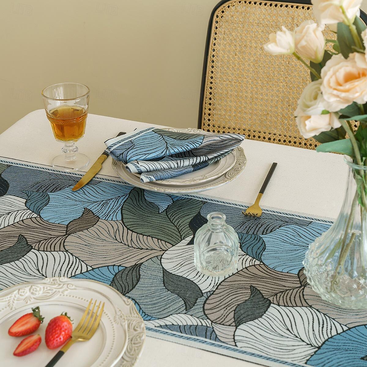 Wide Border Jacquard Table Runner with Messy Colorful Leaves 71/79/87inch Long 2025 - $20.99 –P4