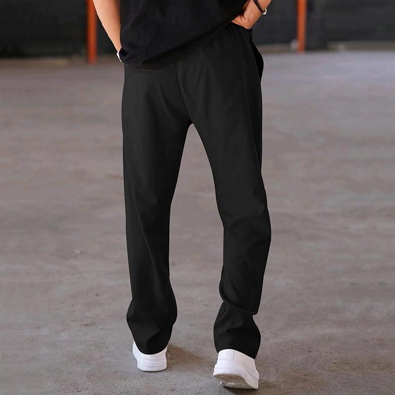Per uomo Pantaloni della tuta Pantaloni A cordoncino Vita elastica Gamba dritta Liscio Comfort Sportivo Giornaliero Di tendenza Informale Verde militare Nero Media elasticità del 2026 a $21.99 –P9