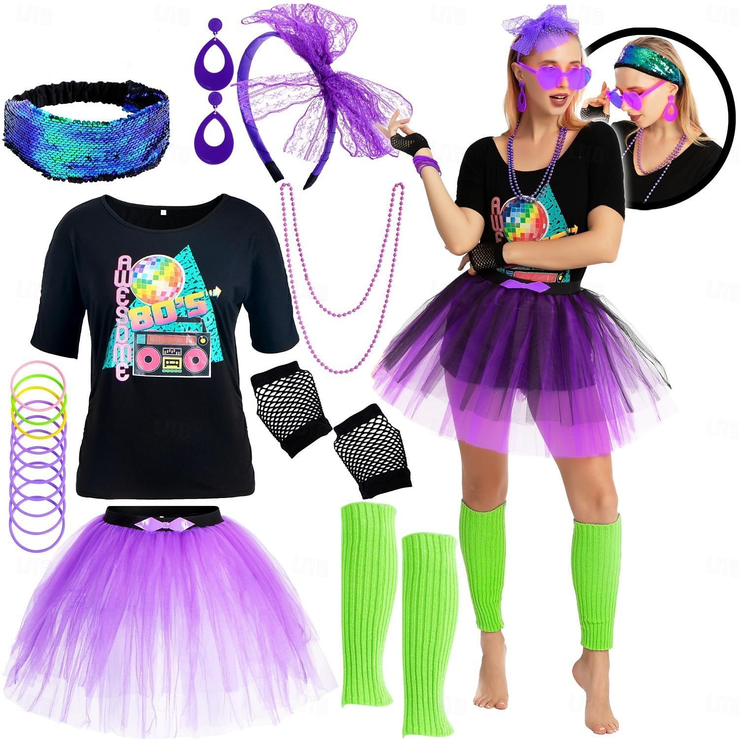 Retro Disko 80. léta Úbory Doplňky Party Girl 80. let Dámské Karnevalový kostým předvečer Všech svatých Karneval Plesová maškaráda Večírek loučení se svobodou nevěsty Pride Parade Dospělé Taška Kostým 2025 - $53.99 –P2
