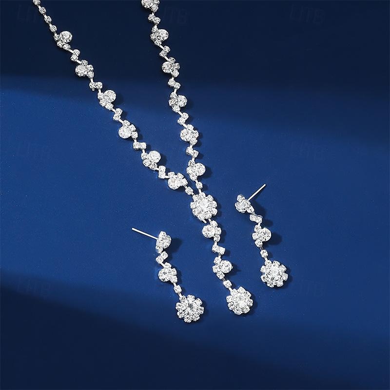 Sieradenset 3 stuks Legering Oorbellen Kettingen Dames Elegant Vintage Modieus meetkundig Geometrische vorm Sieraden set Voor Bruiloft Feest Vuosipäivä 2025 - $15.49 –P2