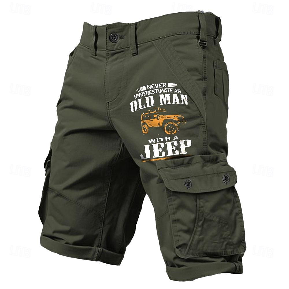 miesten cargo shortsit useita taskuja vanha mies kirjain painettu ulkoilu lyhyt urheilu ulkoilu klassiset mikroelastiset shortsit 2025 - $34.99 –P3