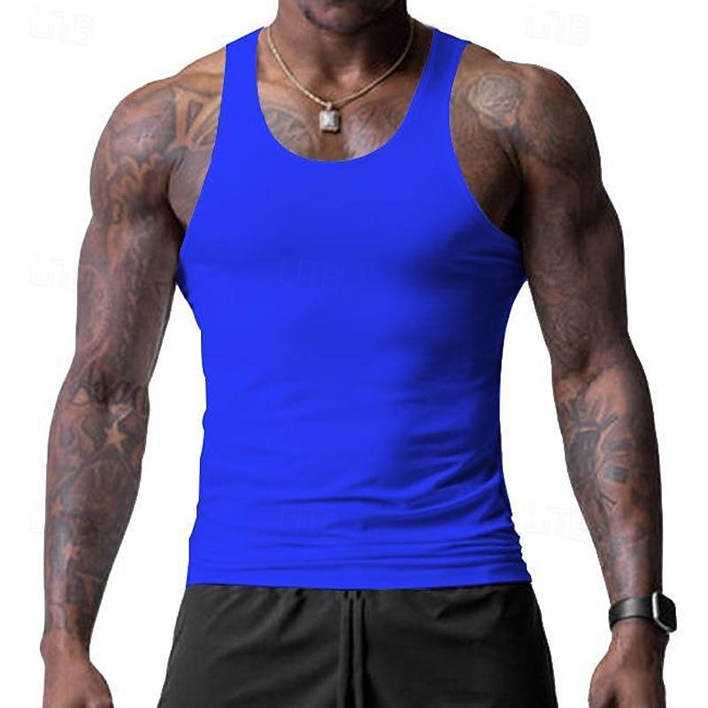 Voor heren Singlet Vest Top Onderhemd Mouwloos shirt Mouwloos Strakke ronde hals Lente zomer Effen Modieus Ontwerper Basic Vakantie Straat Uitgaan Zwart Wit Wijn Top T-shirt voor mannen 2025 - $13.49 –P7