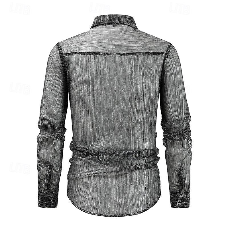 Per uomo Camicia Camicia Estiva Camicia casual Camicia da Spiaggia Camicia con Bottoni Grigio Manica Lunga Blocco di colori Collo Camp Vacanza Camicia hawaiana Bottonato Abbigliamento Moda Casual del 2025 a $25.99 –P8