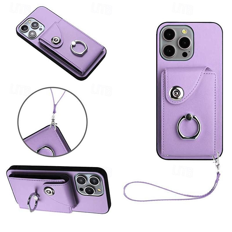 Phone Case For iPhone 16 iPhone 15 Pro Max Plus iPhone 14 13 12 11 Pro Max Plus Mini SE Back Cover with Stand Holder with Wrist Strap Card Slot Retro TPU PU Leather 2025 - $18.99 –P7
