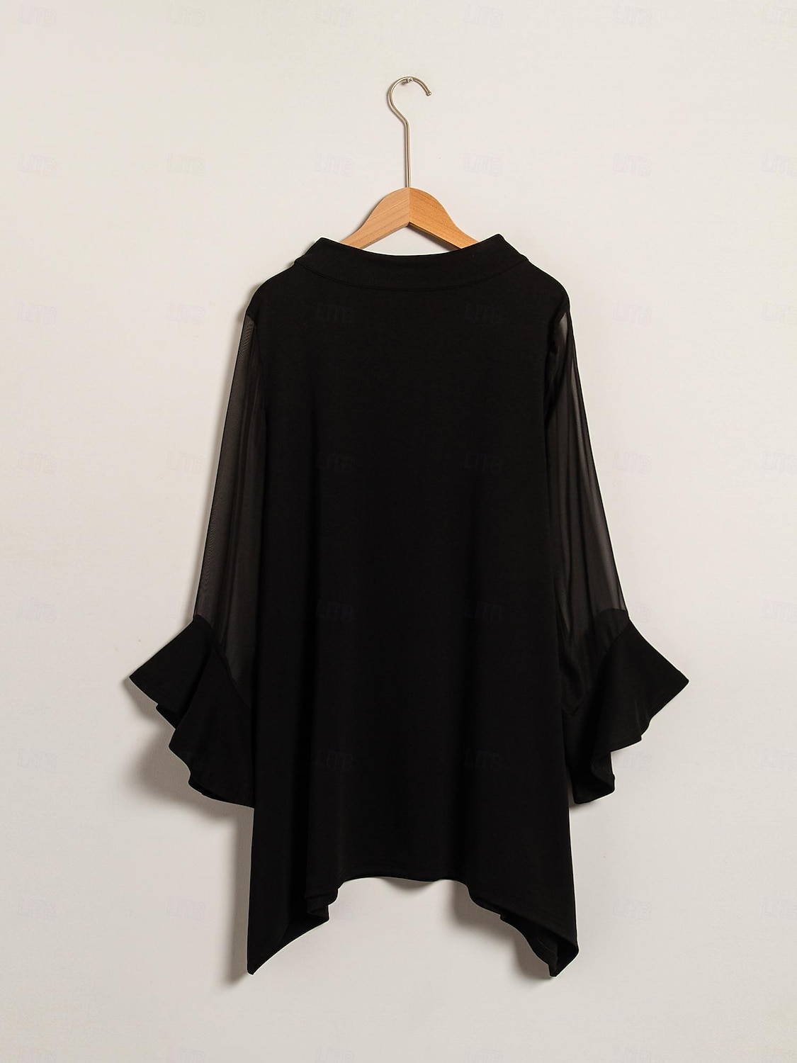Damenbluse für Hochzeitsgäste, Partys, schwarz, hoher Halsausschnitt, Chiffon, Modal, Patchwork, ausgestellte Manschetten, schmale Passform, elastisch, elegant, lässig, Bürokleidung 2025 - $52.99 –P8