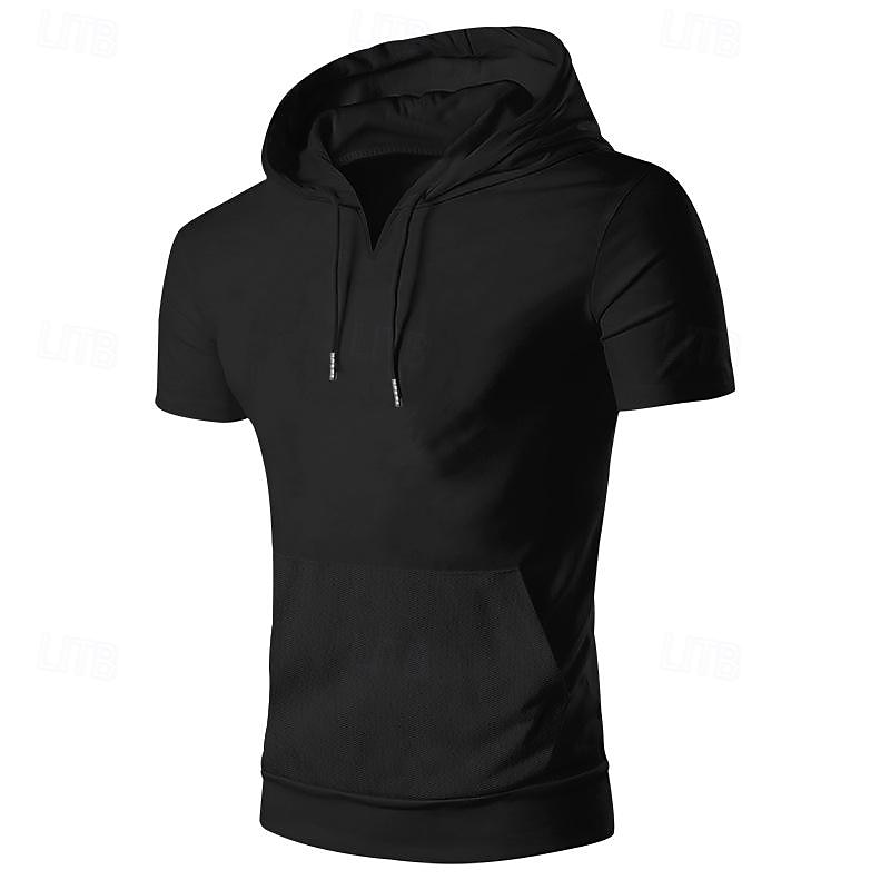 Per uomo Maglietta Camicia a Maniche Corte Manica Corta Con Cappuccio Primavera & Estate Semplice Moda Designer Essenziale Tasca Frontale Vacanza Streetwear Uscire Nero Bianco Grigio scuro Maglietta del 2025 a $23.99 –P11