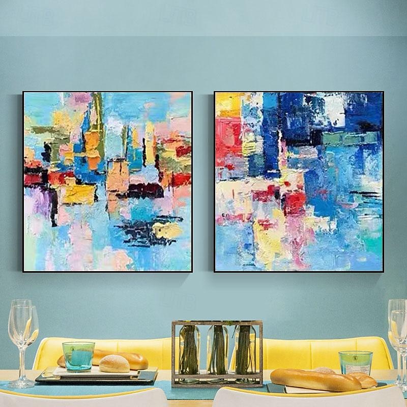 grote wandkunst origineel met de hand geschilderd eigentijds abstract schilderij horizontaal verticaal enorm formaat kunst helder kleurrijk canvas kunst voor thuis kamerdecoratie 2025 - $108.99 –P1