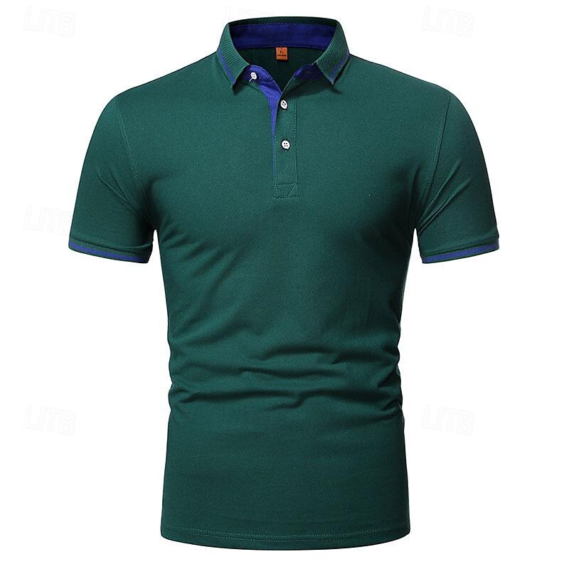 Herr Golftröja golfpolo Arbete Ledigt Kavajslag Kortärmad Grundläggande Modern Slät Lappverk Knapp Vår & sommar Normal Svart Vit Gul Ljusgrön Röd Marinblå Golftröja 2025 - $17.99 –P5