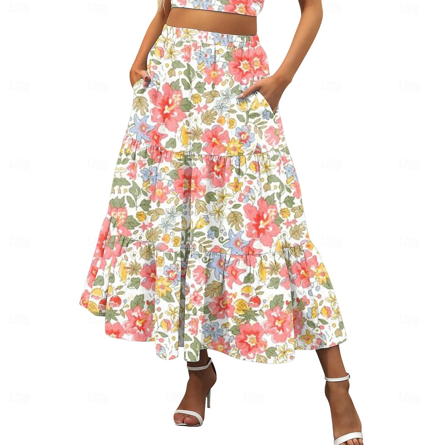 Women's Skirt A Line Swing Maxi Skirts Print Floral Holiday Vacation Summer Cotton Casual Boho Yellow Pink Red Navy Blue 2025 - $18.99 –P7