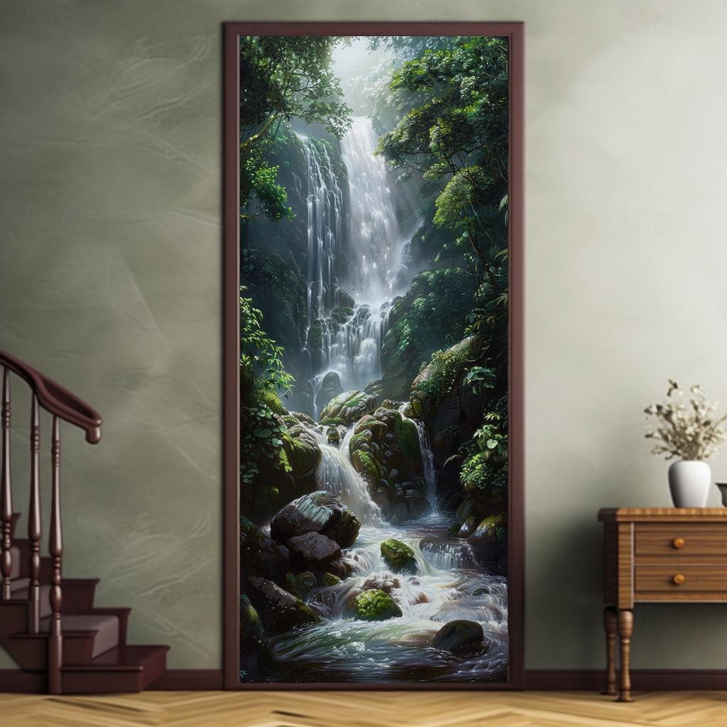 paysage cascade porte couvre porte tapisserie porte rideau décoration toile de fond porte bannière pour porte d'entrée ferme vacances fête décor fournitures de 2026 ? $26.99 –P6