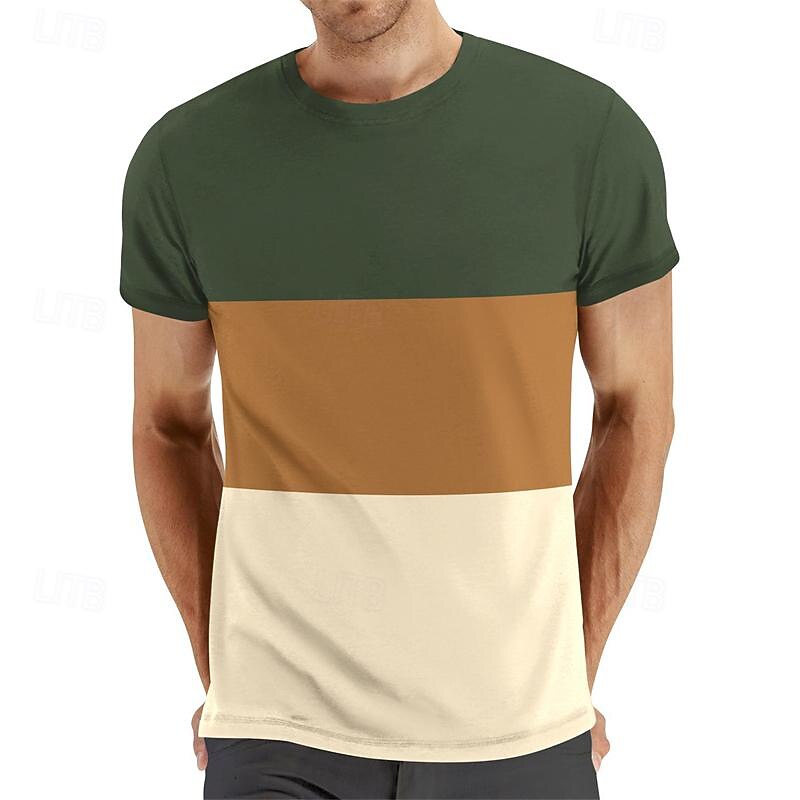 Per uomo Maglietta Camicia a Maniche Corte Manica Corta Girocollo Primavera & Estate Blocco di colori Moda Designer Essenziale Patchwork Vacanza Streetwear Uscire Vinaccia Nero Bianco Maglietta Top del 2025 a $11.99 –P3