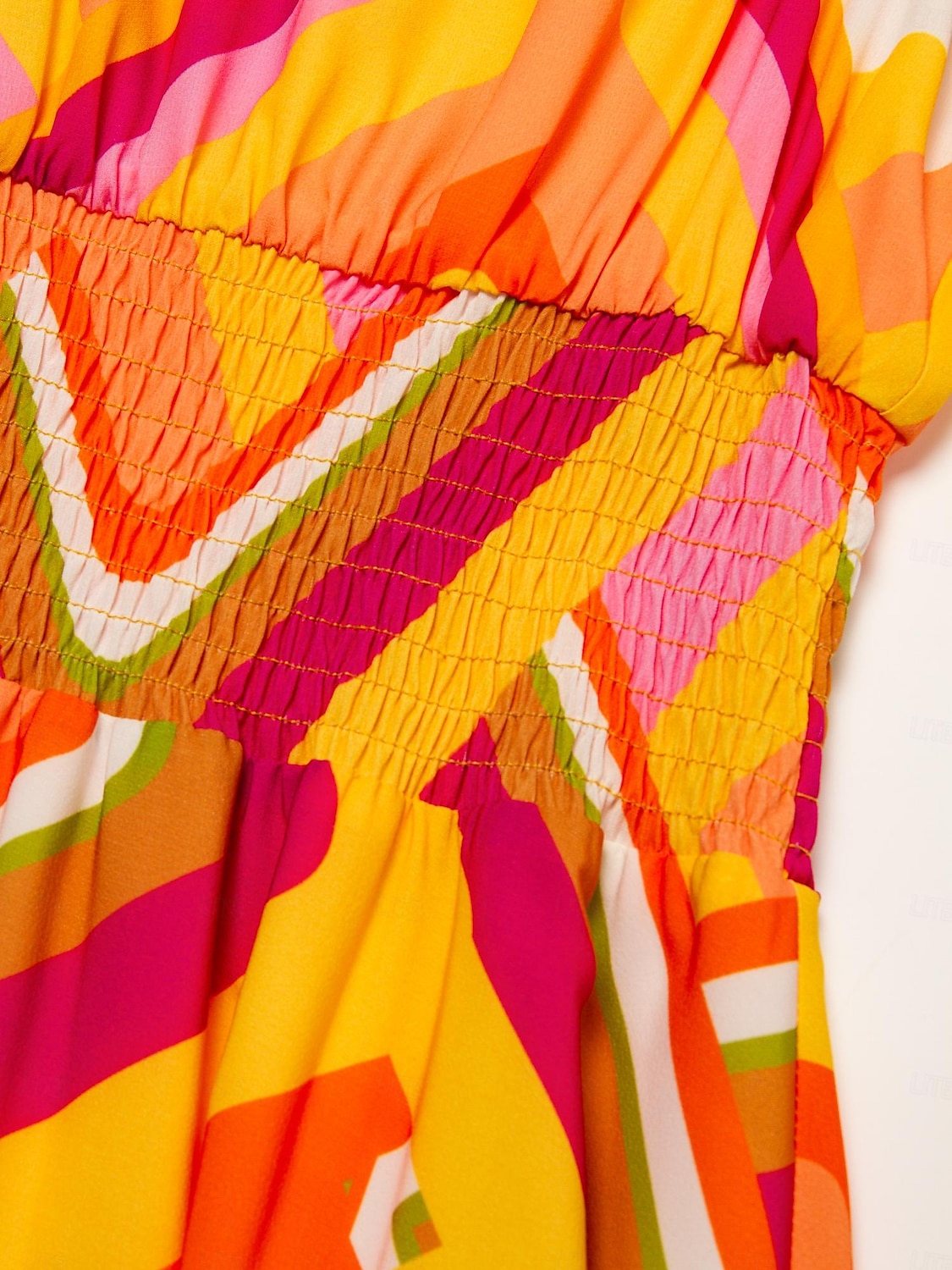 Damskie Sukienki szyfonowe Sukienka maxi Pomarańczowy Krótki rękaw Geometryczny Drukowanie Wiosna i lato W serek Sukienka wzór S M L 2025 - $131.99 –P12