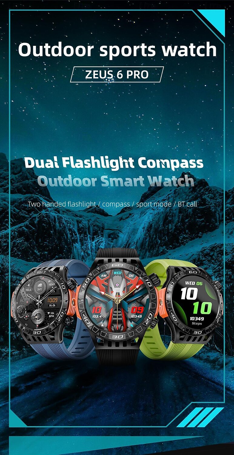 LOKMAT ZEUS 6 PRO Умные часы 1.46 дюймовый Смарт Часы Bluetooth Педометр Напоминание о звонке Датчик для отслеживания активности Совместим с Android iOS Женский Мужчины 2025 - $42.99 –P1