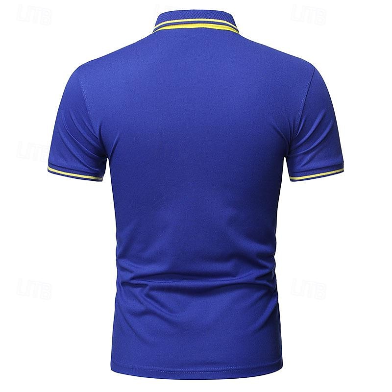 Herr Golftröja golfpolo Arbete Ledigt Kavajslag Kortärmad Grundläggande Modern Slät Lappverk Knapp Vår & sommar Normal Svart Vit Gul Ljusgrön Röd Marinblå Golftröja 2025 - $17.99 –P14