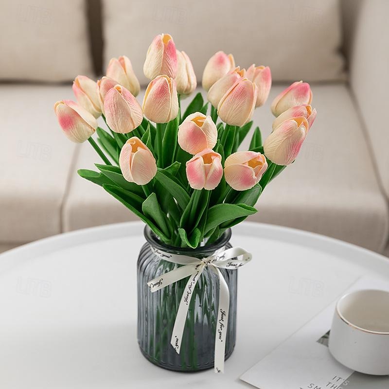 10 fiori artificiali di tulipani in PU realistici: perfetti per decorazioni domestiche, decorazioni nuziali ed eventi - tulipani dall'atmosfera realistica per una maggiore eleganza del 2025 a $12.99 –P18