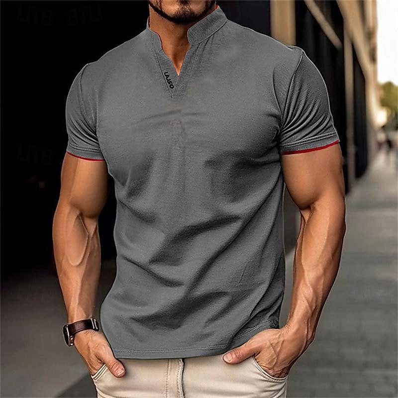 Herr Golftröja golfpolo Arbete Ledigt Hög krage Kortärmad Grundläggande Modern Slät Klassisk Vår & sommar Normal Svart Vit Grå Golftröja 2025 - $12.99 –P1