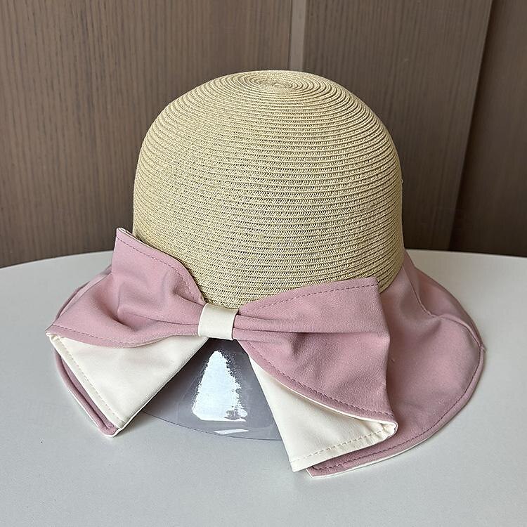 Klobouky Doplňky do vlasů akryl / bavlna Sláma Kbelík Slamák Sluneční klobouk Ležérní Dovolená Elegantní retro S Mašle Čistá Barva Přílba Pokrývky Hlavy 2025 - $23.99 –P3