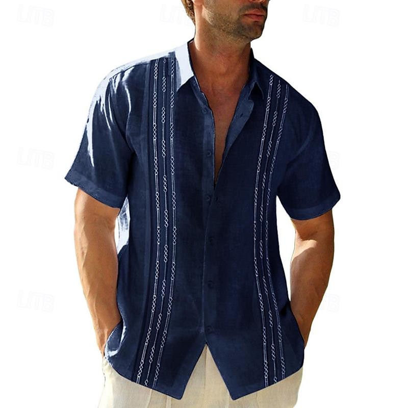 Per uomo Camicia Camicia Estiva Camicia casual Camicia da Spiaggia Camicia con Bottoni Nero Blu Verde militare Blu scuro Grigio Manica Corta Semplice Collo ripiegato Vacanza Camicia hawaiana del 2025 a $21.99 –P2