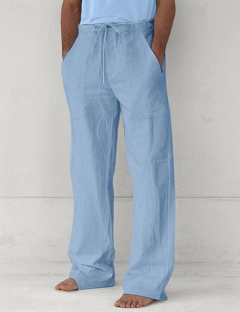 Herr Långbyxor Casual byxor Sommarbyxor Säckiga byxor Strandbyxor Snörning Framficka Rakt ben Slät Komfort Mjuk Fullängd Strand Yoga Helgdag Mode Hawaiisk Svart Vit 2026 - $25.99 –P11