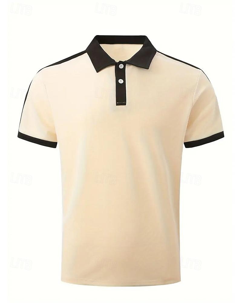 Men's Golf Shirt Golf Polo Work Casual Lapel Short Sleeve Basic Modern Color Block Patchwork Button Spring & Summer Regular Fit Wine Navy Blue sky blue Gold Beige Coffee Golf Shirt 2025 - $18.99 –P8