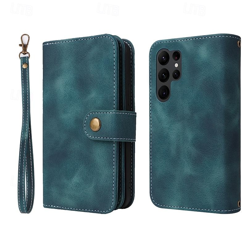 Phone Case For Samsung Galaxy S23 S22 S21 S20 Ultra Plus FE A73 A53 A33 A23 A13 Note 20 Ultra 10 Plus Wallet Case Zipper Full Body Protective with Wrist Strap Retro TPU PU Leather 2025 - $24.99 –P3