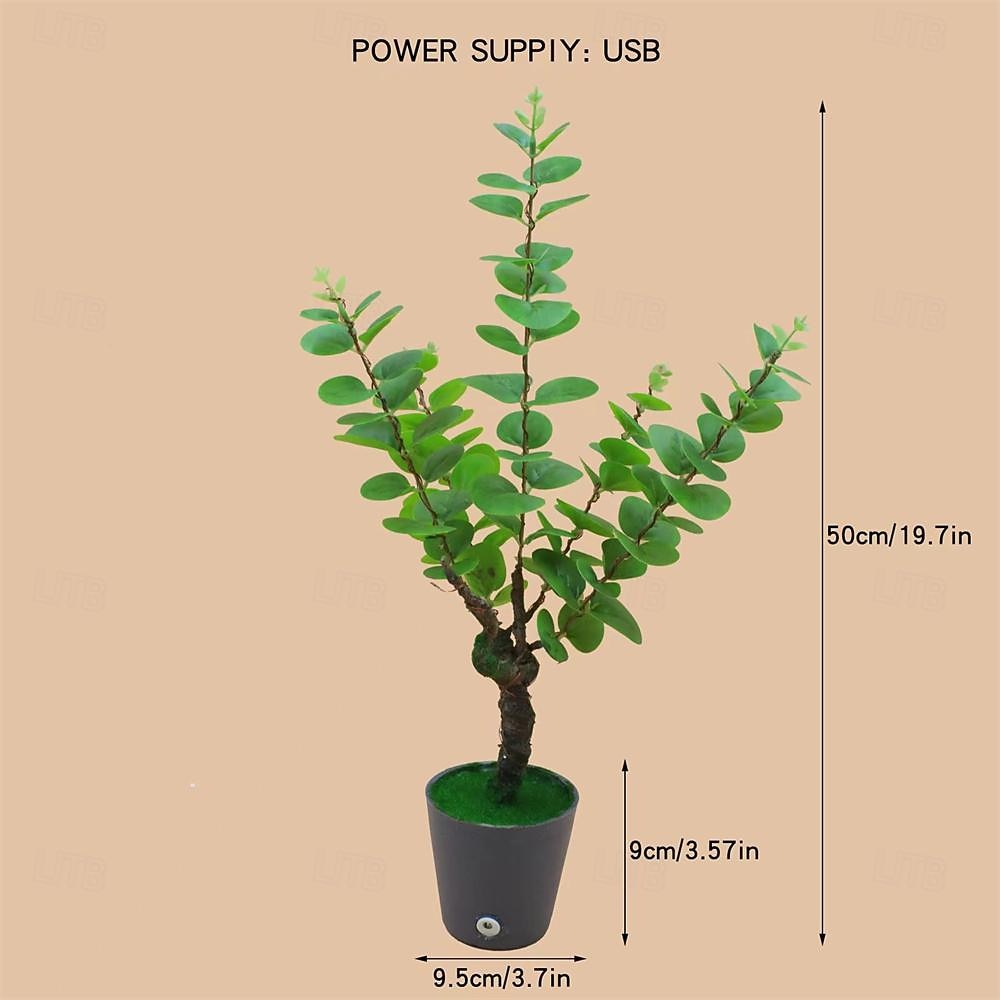 2025年 iree 鉢植えナイトライト 模造充電式 グリーン植物ライト USB プラグ LED 模造植物ナイトライト 暖かい光 寝室装飾  コレクション – $30.99 –P7