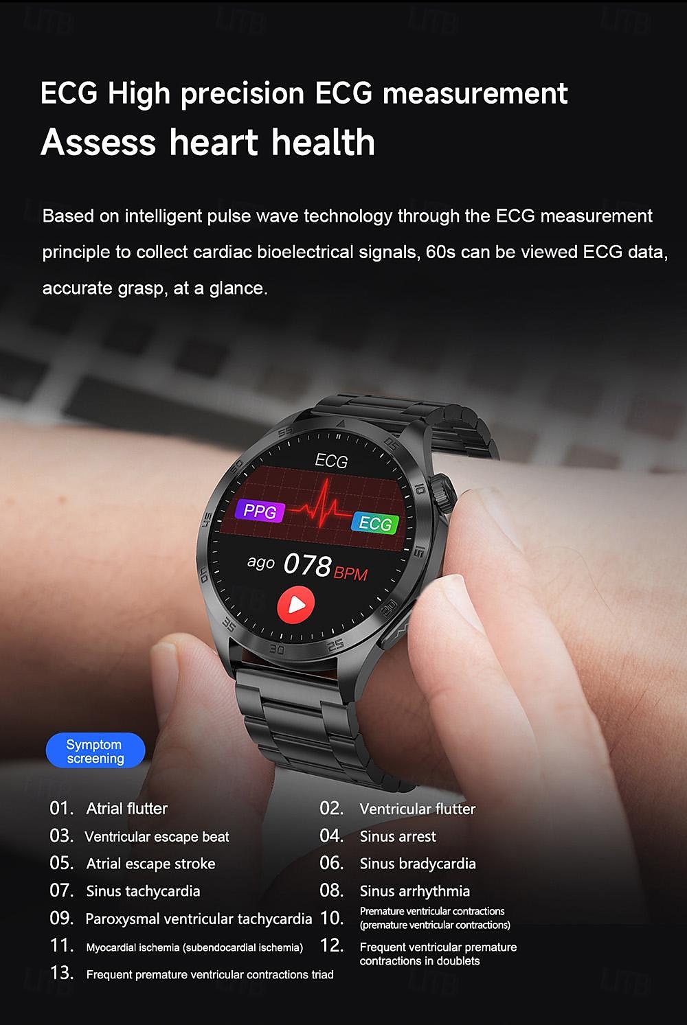 Smart Watch for Men - ECG, Blood Pressure, Body Temperature Monitoring, IP68 Waterproof Fitness Tracker 2025 - $69.99 –P4