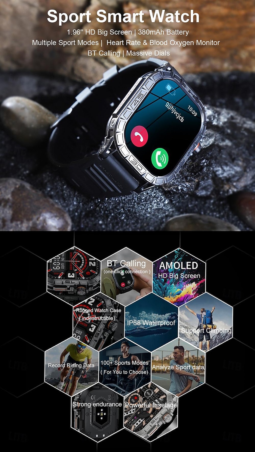 696 K63 Inteligentny zegarek 1.96 in Inteligentny zegarek Bluetooth EKG + PPG Krokomierz Powiadamianie o połączeniu telefonicznym Kompatybilny z Android iOS Damskie Męskie Odbieranie bez użycia rąk 2025 - $65.99 –P1