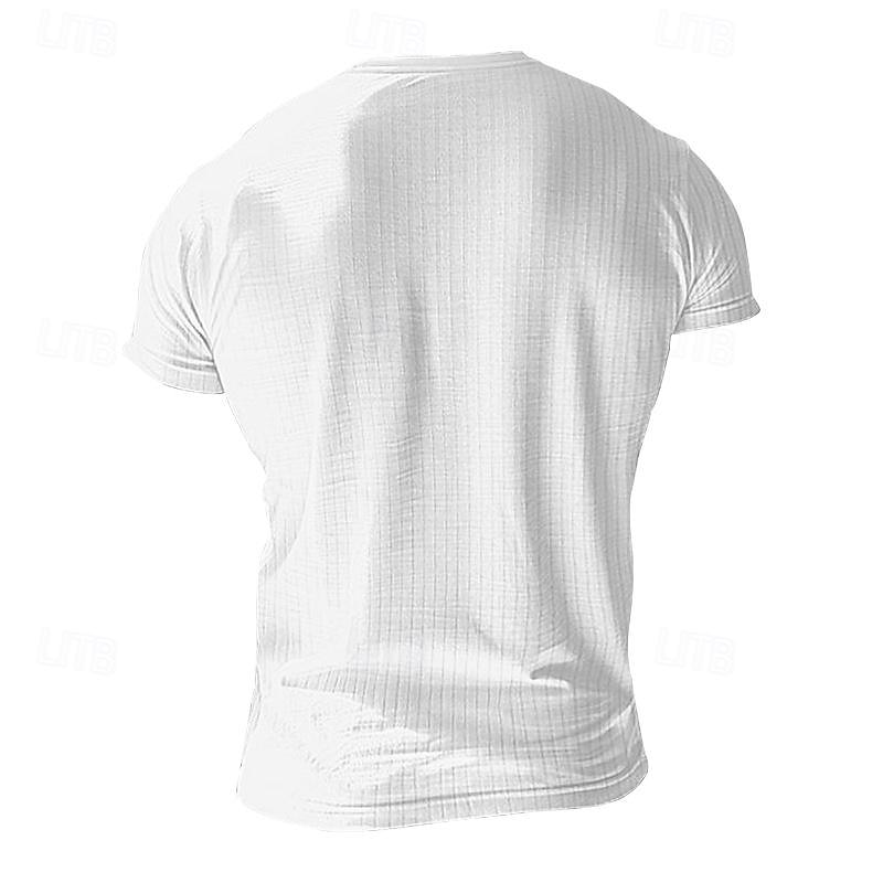 Men's Button T Shirt T Shirt Henley Shirt Tee Short Sleeve V Neck Spring & Summer Plain Pit Strip Fashion Designer Basic Vacation Street Going out Wine Black White Top Tee for Men 2025 - $12.49 –P4