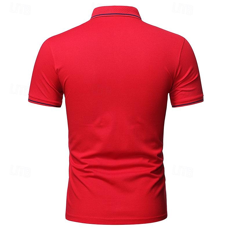 Herr Golftröja golfpolo Arbete Ledigt Kavajslag Kortärmad Grundläggande Modern Slät Lappverk Knapp Vår & sommar Normal Svart Vit Gul Ljusgrön Röd Marinblå Golftröja 2025 - $17.99 –P10