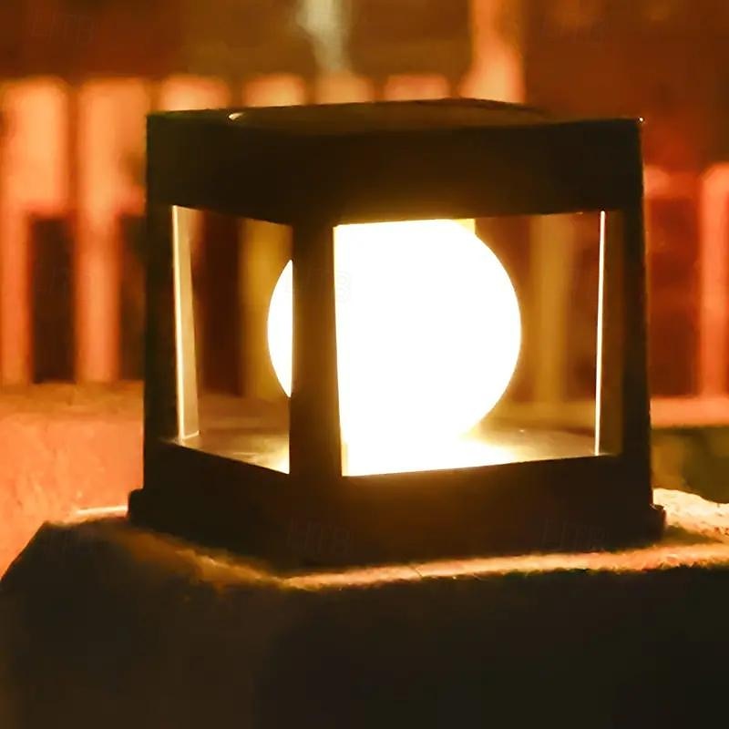 Solarsäulenkopflampe für den Außenbereich, wasserdicht, Zaunlicht, Solarpfostenleuchten, Gartenstufen-Rasengarten, Landschaftsdekorationsbeleuchtung 2025 - $20.99 –P2