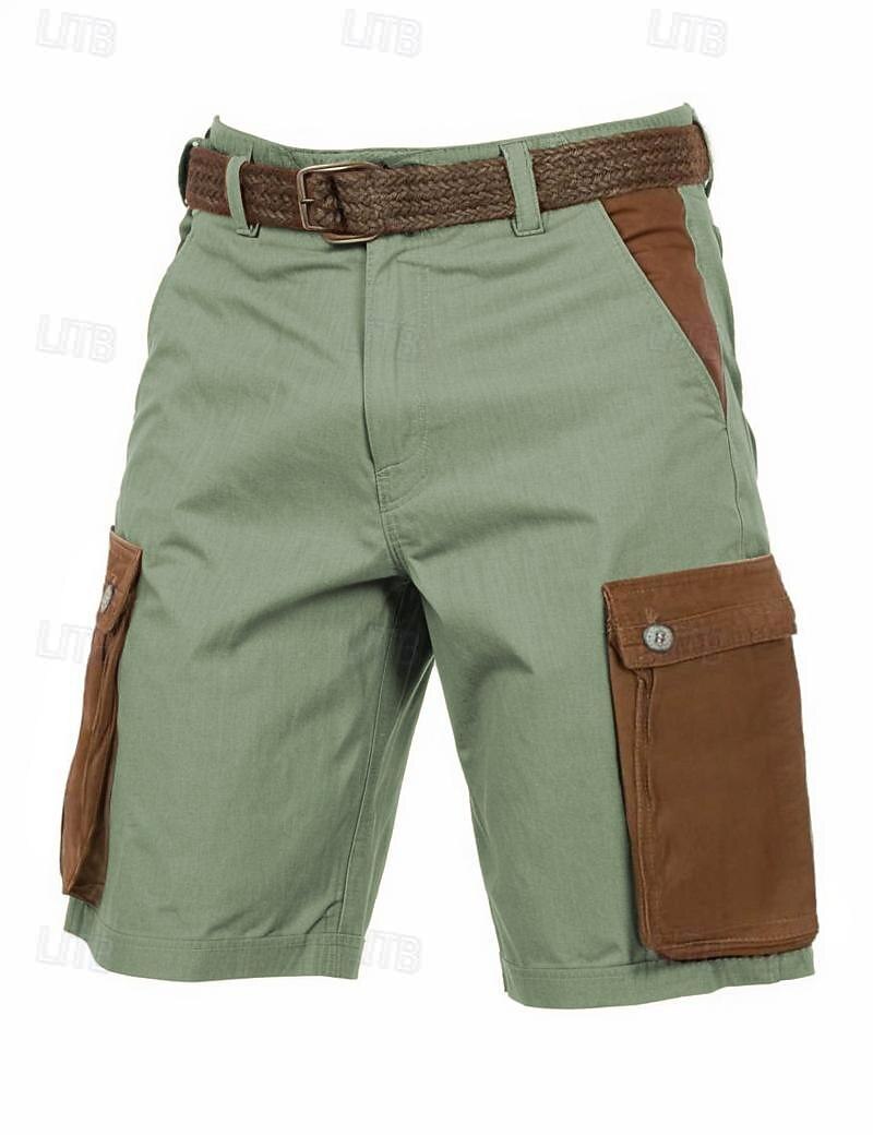 Herren Shorts Leinenshorts Sommershorts Patchwork Tasche Farbblock Komfort Atmungsaktiv Kurz Lässig Täglich Ferien Mode Designer Grün Khaki 2026 - $25.99 –P16